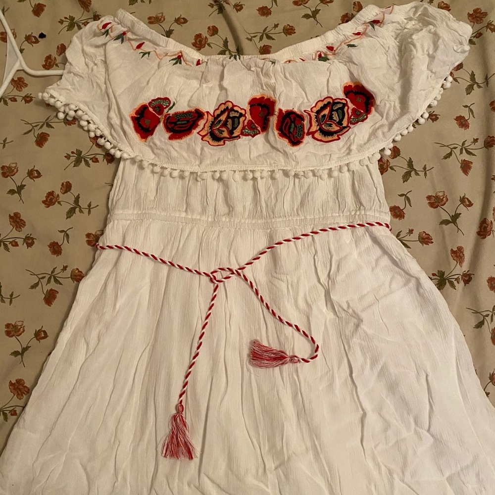 Off the shoulder white dress